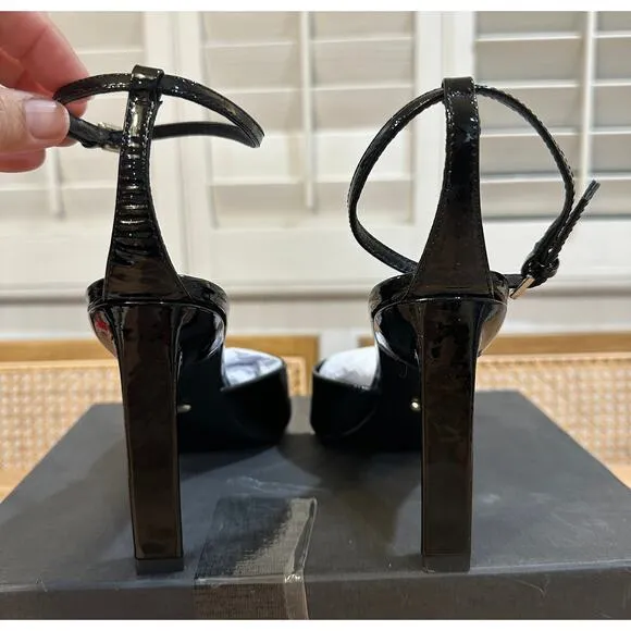Tony Bianco Elektra Black Patent Leather Heels Size 8.5 NIB Sleek Flattering