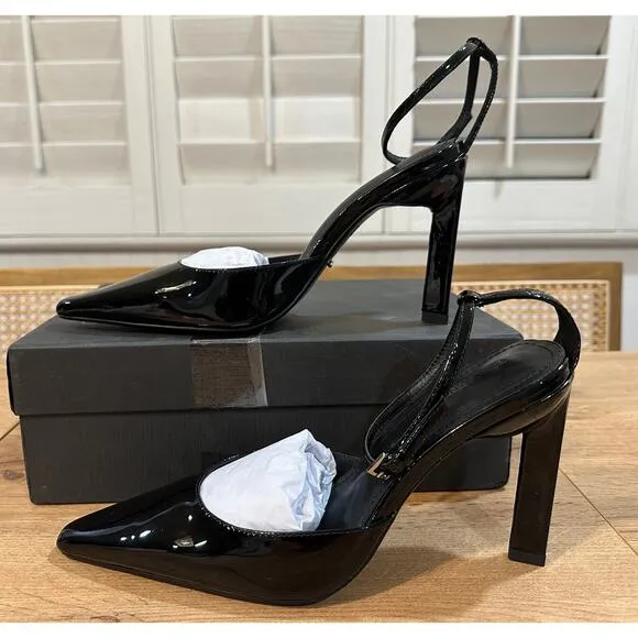 Tony Bianco Elektra Black Patent Leather Heels Size 8.5 NIB Sleek Flattering