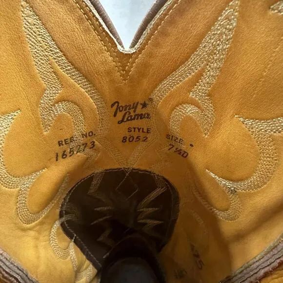 Tony Lama 8025 Lizard Western Boots, Mens‎ 7.5D