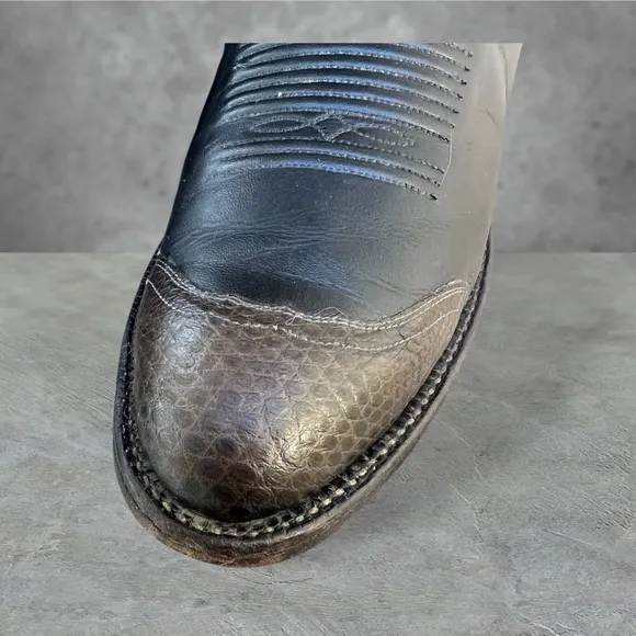 Tony Lama Leather Tri Color reptile print toe &amp; heel Cowboy Boots. men’s 10