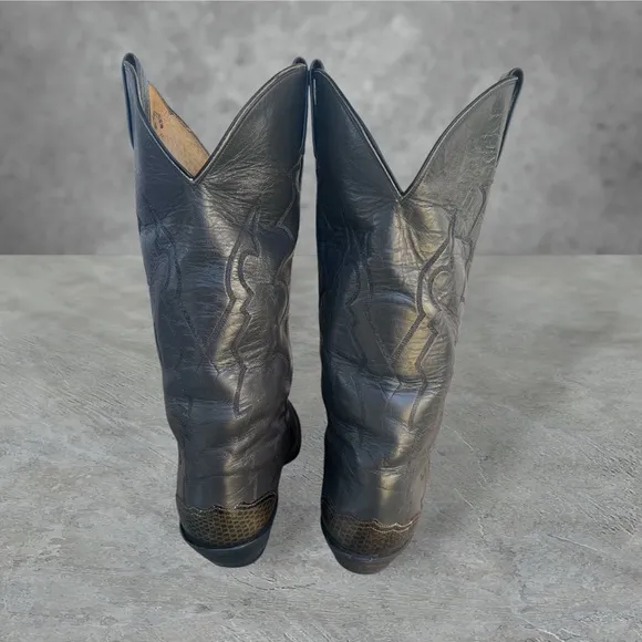 Tony Lama Leather Tri Color reptile print toe &amp; heel Cowboy Boots. men’s 10