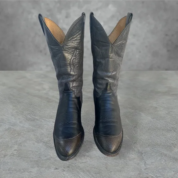 Tony Lama Leather Tri Color reptile print toe &amp; heel Cowboy Boots. men’s 10