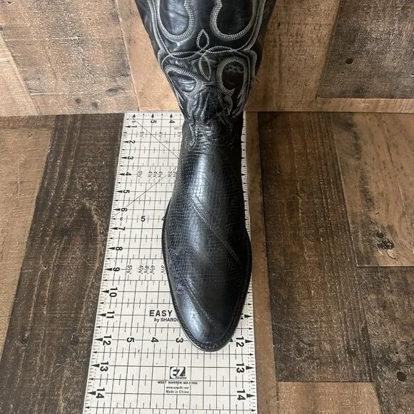 Tony Lama Vintage Gold Label Snakeskin Black Cowboy Boots Mens 11 D
