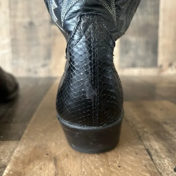 Tony Lama Vintage Gold Label Snakeskin Black Cowboy Boots Mens 11 D