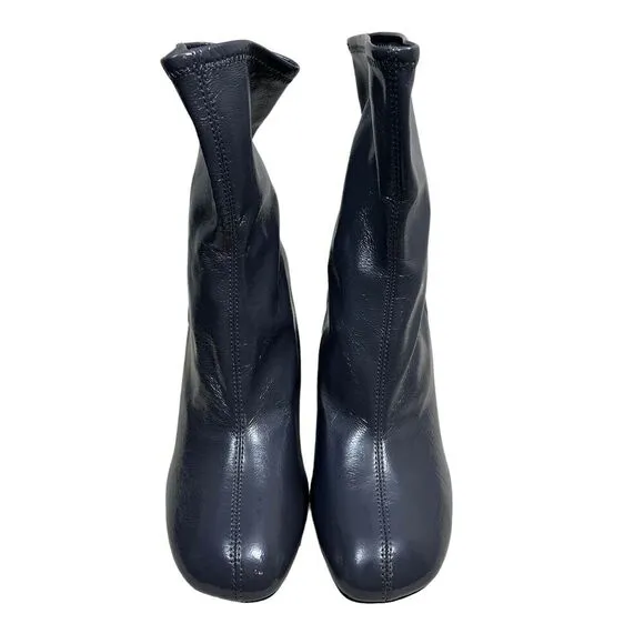 Top Shop‎ Brody Boots Patent Stretch Pull On Block Heel Gray Women's Size EUR 41