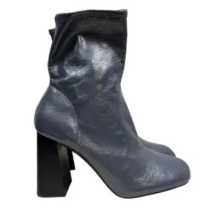 Top Shop‎ Brody Boots Patent Stretch Pull On Block Heel Gray Women's Size EUR 41