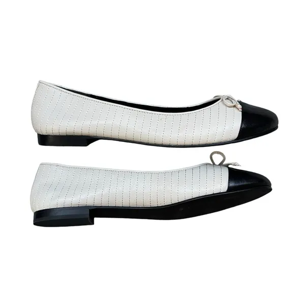 Tori Burch Women’s Cap-Toe Quilted Ballet Flat w/Bow.  Slip-On Shoes Sz 11.5 NEW