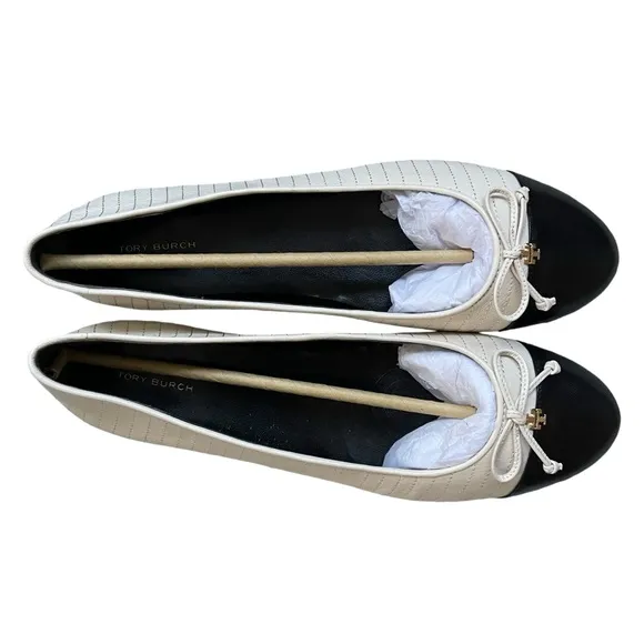 Tori Burch Women’s Cap-Toe Quilted Ballet Flat w/Bow.  Slip-On Shoes Sz 11.5 NEW