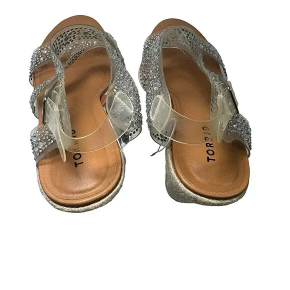 Torrid Women's Rhinestone Embellished Espadrille Wedge Sandals Shoes Size 10 New