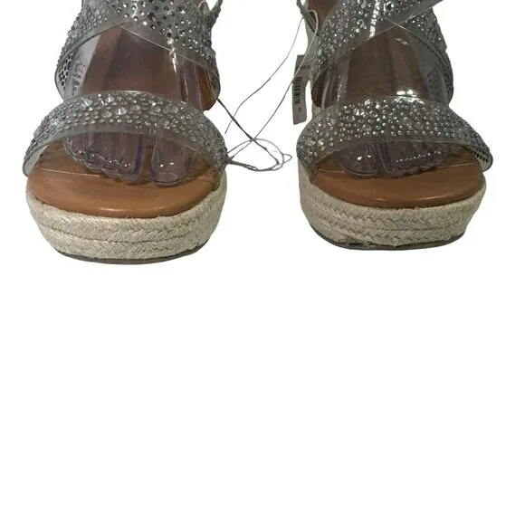 Torrid Women's Rhinestone Embellished Espadrille Wedge Sandals Shoes Size 10 New