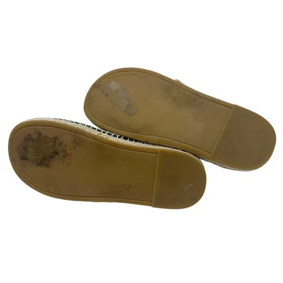 Tory Buch Selby Patent Leather Espadrille Slide Sandals Black Size US 6.5