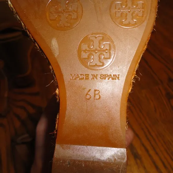 TORY BURCH Adonis Espadrille Wedge Sandals w/Leather Strap Women's Size 6B