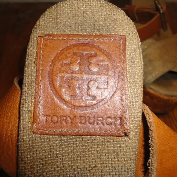 TORY BURCH Adonis Espadrille Wedge Sandals w/Leather Strap Women's Size 6B