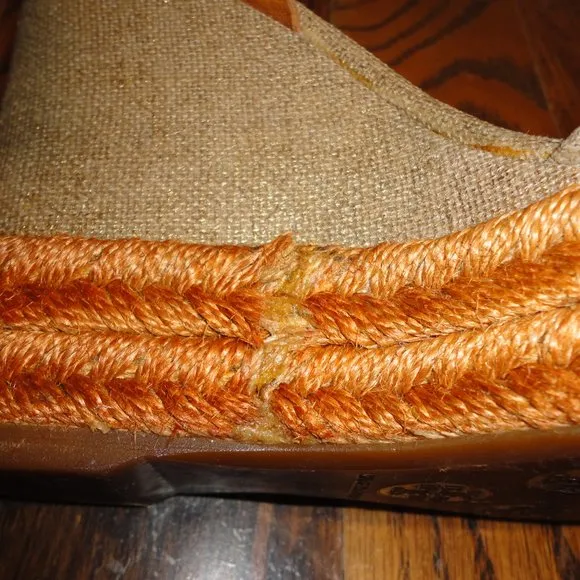 TORY BURCH Adonis Espadrille Wedge Sandals w/Leather Strap Women's Size 6B