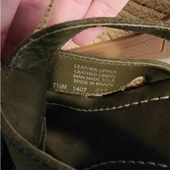 Tory Burch Bailey Suede Espadrille Platform Sandal Olive Green Size 7.5