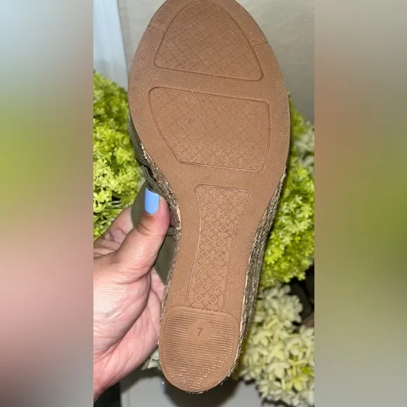TORY BURCH Bailey Wedge Olive Green Espadrille Sandals