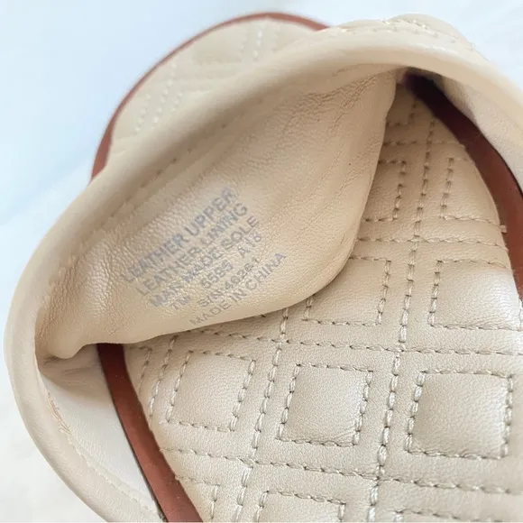 TORY BURCH beige logo Slide Espadrille Sandals