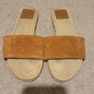 Tory Burch Benton Open Toe Espadrille Slide Tan Size 7.5