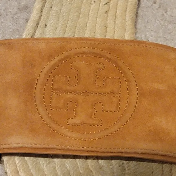 Tory Burch Benton Open Toe Espadrille Slide Tan Size 7.5