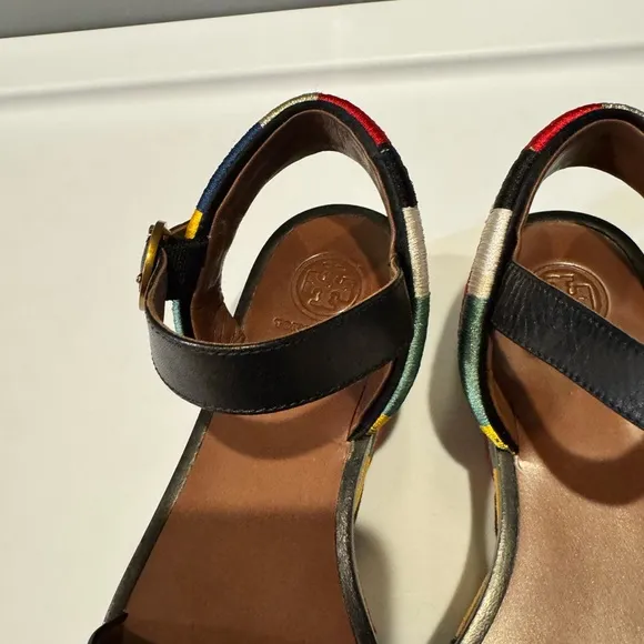 Tory Burch Black and Red Camilla Platform Sandals