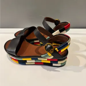 Tory Burch Black and Red Camilla Platform Sandals