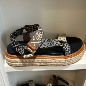 Tory Burch Black and Tan Platform Sandals