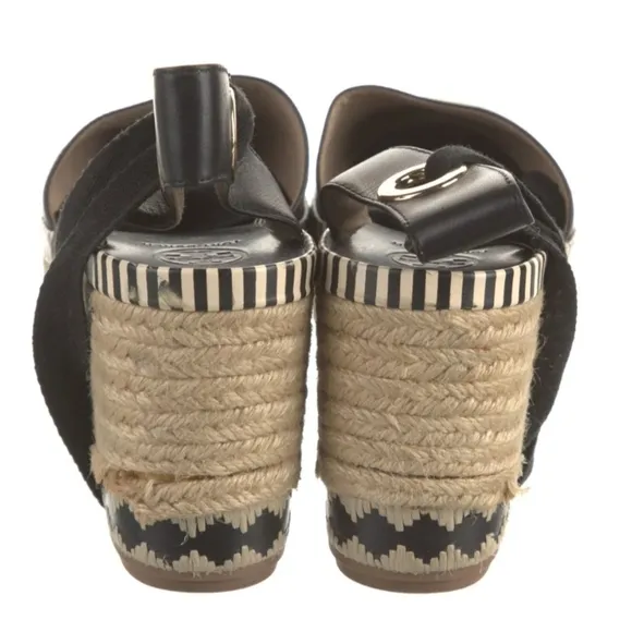 Tory Burch Black Espadrille Wedge Sandals
