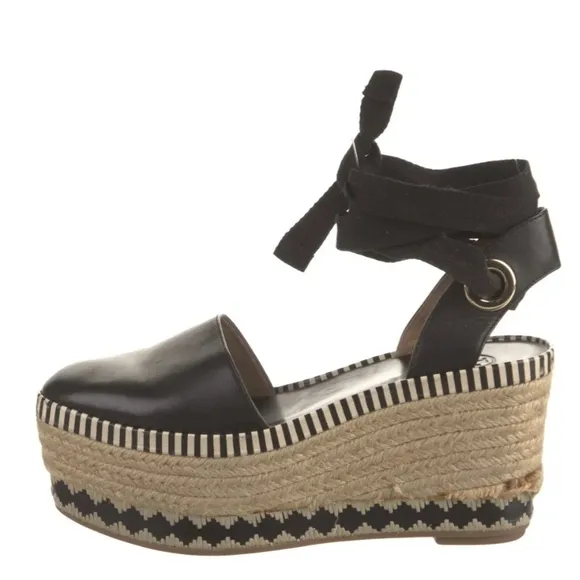 Tory Burch Black Espadrille Wedge Sandals