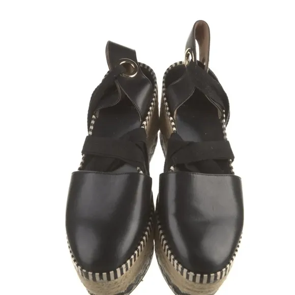 Tory Burch Black Espadrille Wedge Sandals