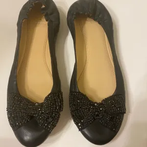 Tory Burch black shoes with jeweled sparkle bows