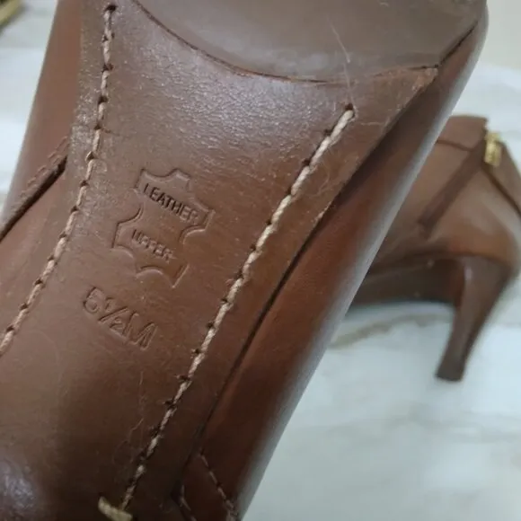 Tory Burch | Bristol Brown Leather Heeled Ankle Booties Boots | Size 5.5M