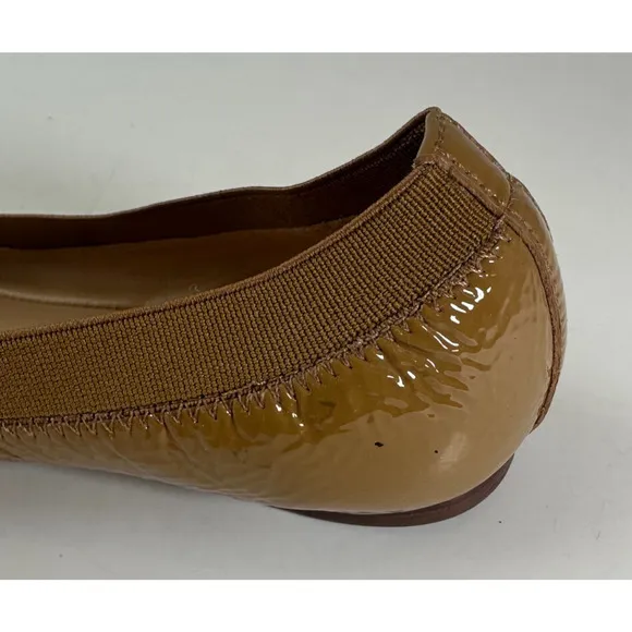 Tory Burch Caroline 2 Ballet Flats Tan Beige Patent Leather Ballerina Shoes 7 7M