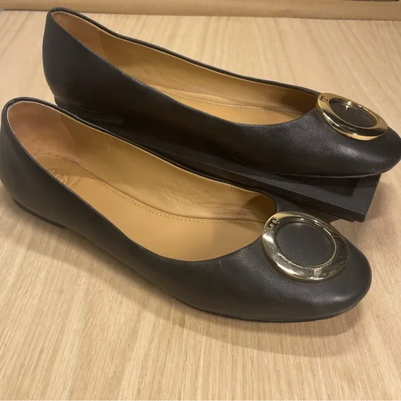 Tory Burch Caterina Ballet Flats Black Shoes 8