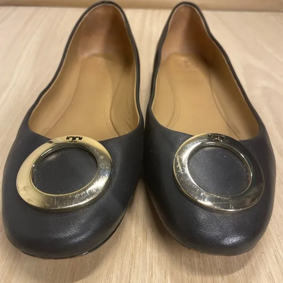 Tory Burch Caterina Ballet Flats Black Shoes 8