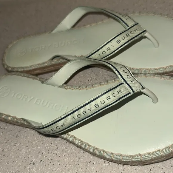 Tory‎ Burch Espadrille Sandals Meadow Mist/Perfect Navy Size 7.5
