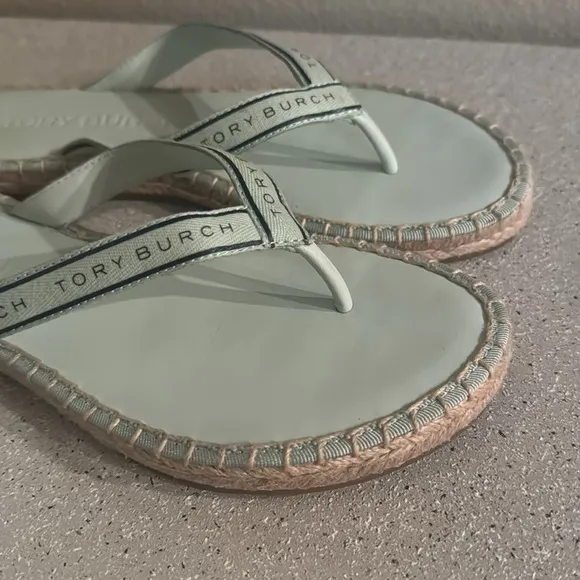 Tory‎ Burch Espadrille Sandals Meadow Mist/Perfect Navy Size 7.5