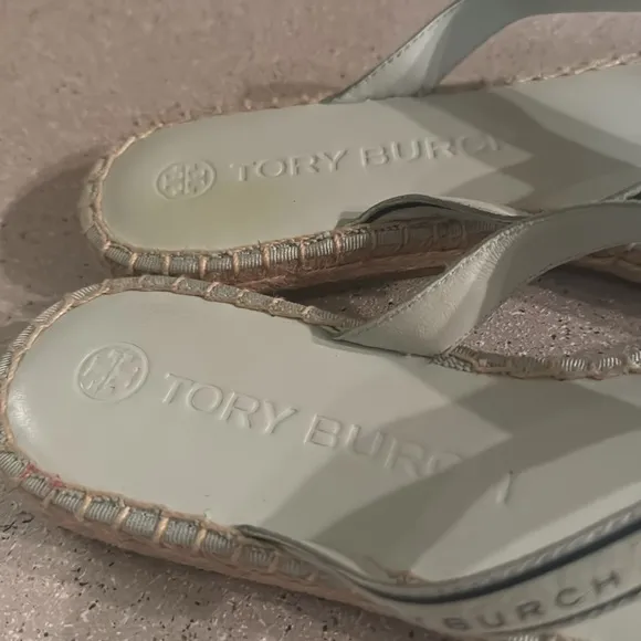 Tory‎ Burch Espadrille Sandals Meadow Mist/Perfect Navy Size 7.5