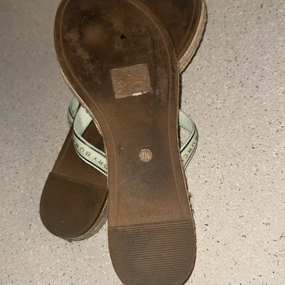 Tory‎ Burch Espadrille Sandals Meadow Mist/Perfect Navy Size 7.5