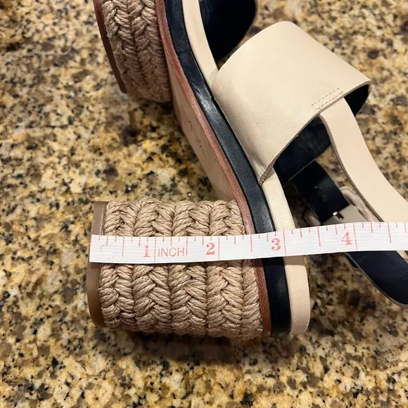 Tory Burch Ivory Cream Solana Platform Espadrille Sandals Size 8 Strappy Chunky