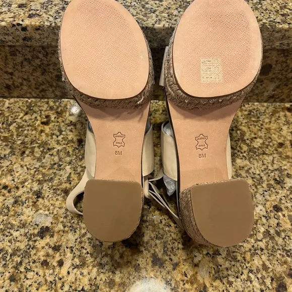 Tory Burch Ivory Cream Solana Platform Espadrille Sandals Size 8 Strappy Chunky