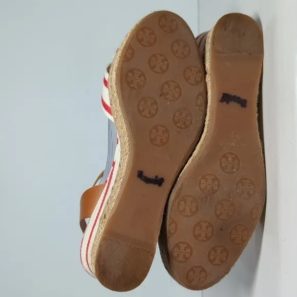 Tory Burch Karissa canvas wedge espadrille platform sandals womans size 9