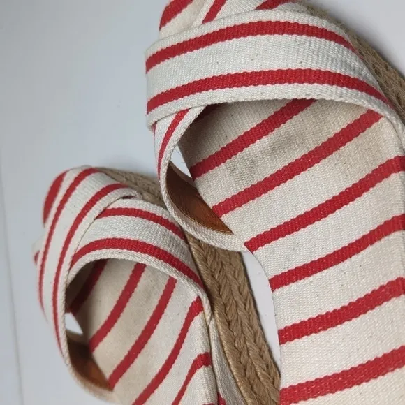 Tory Burch Karissa canvas wedge espadrille platform sandals womans size 9