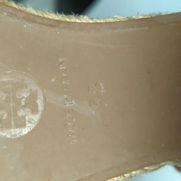 Tory Burch Karissa canvas wedge espadrille platform sandals womans size 9