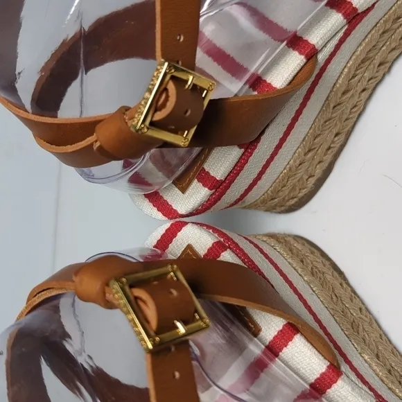 Tory Burch Karissa canvas wedge espadrille platform sandals womans size 9