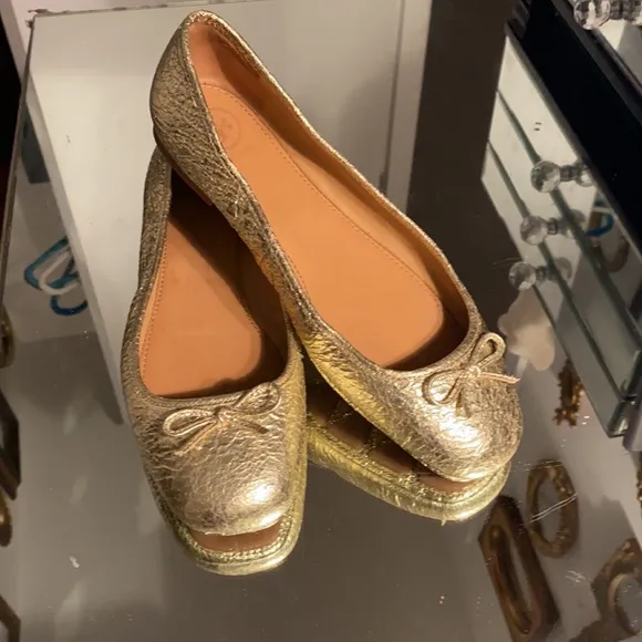 Tory Burch Laila 2 Women's Ballet Shoes Leather Gold