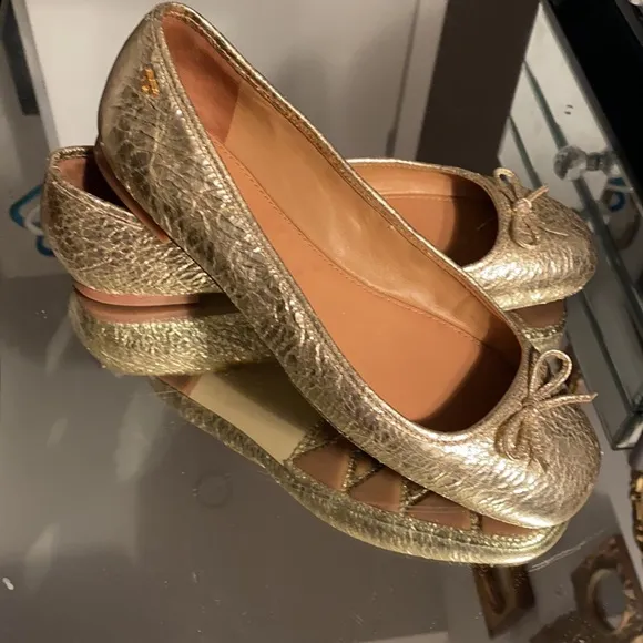 Tory Burch Laila 2 Women's Ballet Shoes Leather Gold