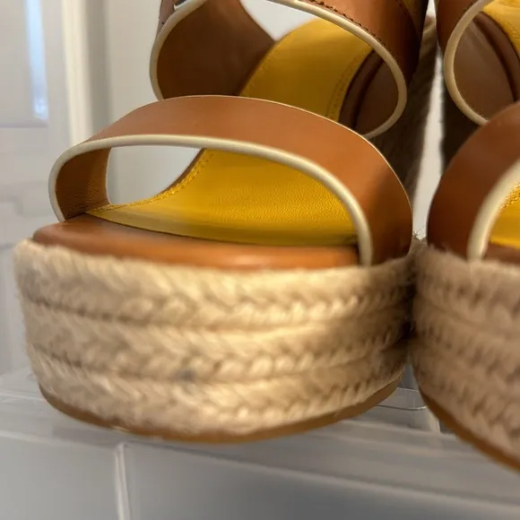 Tory Burch Leather Colorblock Espadrille Platform Sandals.  8M.  New, no box.