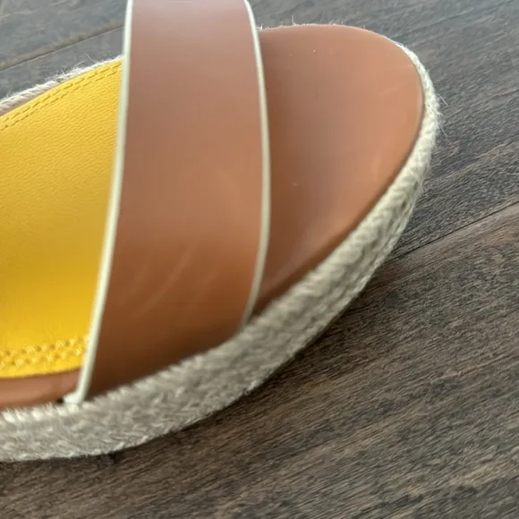 Tory Burch Leather Colorblock Espadrille Platform Sandals.  8M.  New, no box.