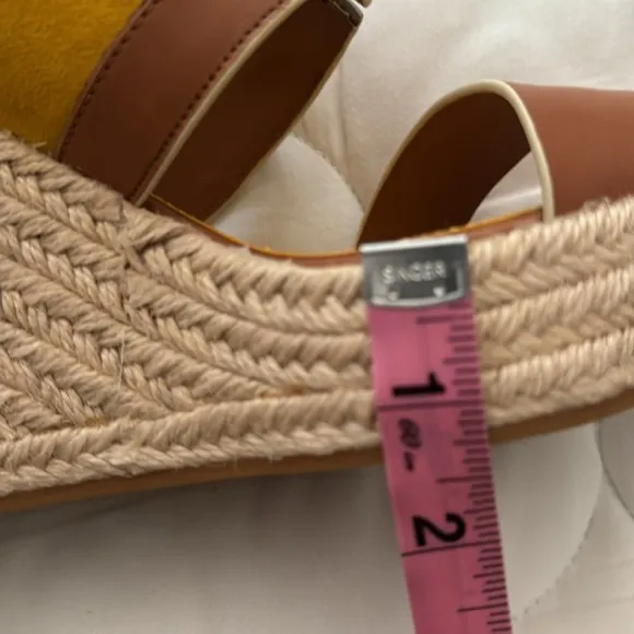 Tory Burch Leather Colorblock Espadrille Platform Sandals.  8M.  New, no box.