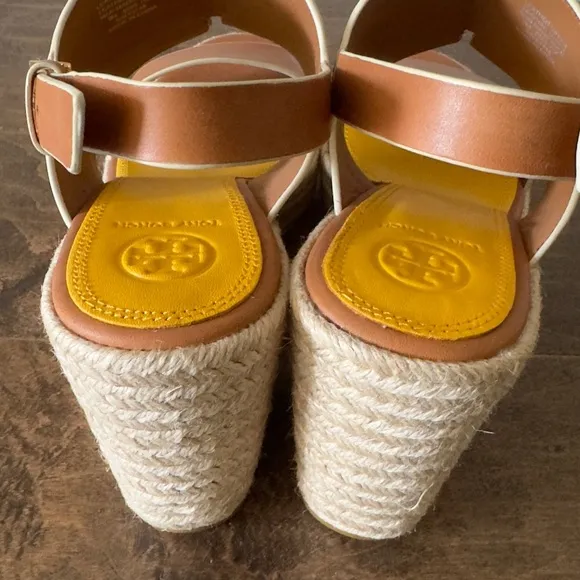 Tory Burch Leather Colorblock Espadrille Platform Sandals.  8M.  New, no box.